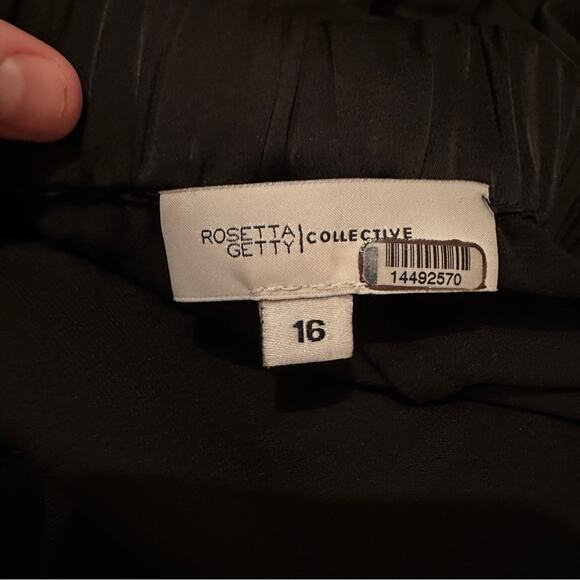 RTR Rosetta Getty Collective Black Satin Crossover Wide Leg Pull-On Pants Sz 16 - Picture 5 of 16